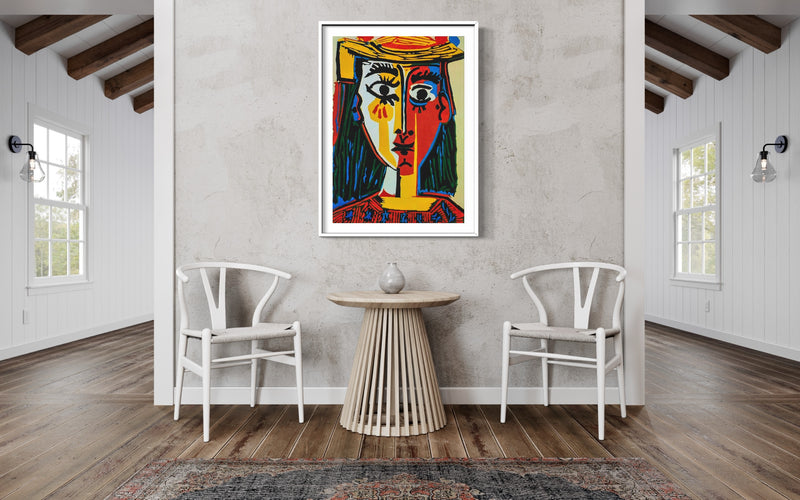 Head of a Woman in a Hat - Painted by Pablo Picasso - Circa. 1960. High Quality Canvas Print. Ready to be Framed or Mounted. Available in 3 Sizes - Small - Medium or Large.