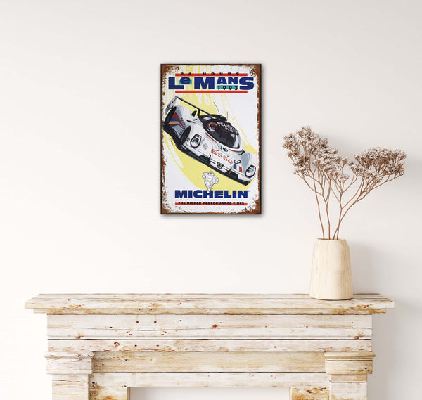 Le Mans - Retro Metal Art Decor - Wall Mount or Free Standing on Console Table -  Two Sizes - 8'' X 12" & 12" X 16" - No. 50330