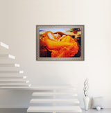 Flaming June - Painted by Frederic Leighton - Circa. 1895. Premium Gold & Silver Patinated Frame. Ready to Hang! Stunning Designer Statement! Available in 3 Sizes - Small - Medium & Large.