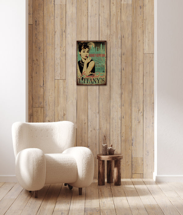Breakfast at Tiffany's - Retro Metal Art Decor - Wall Mount or Free Standing on Console Table -  Two Sizes - 8'' X 12" & 12" X 16" - No. 40272