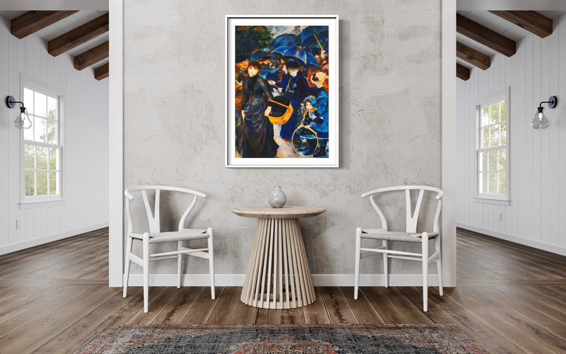 The Umbrellas - Painted by Pierre-Auguste Renoir  - Circa. 1880. High Quality Canvas Print. Ready to be Framed or Mounted. Available in 3 Sizes - Small - Medium or Large.