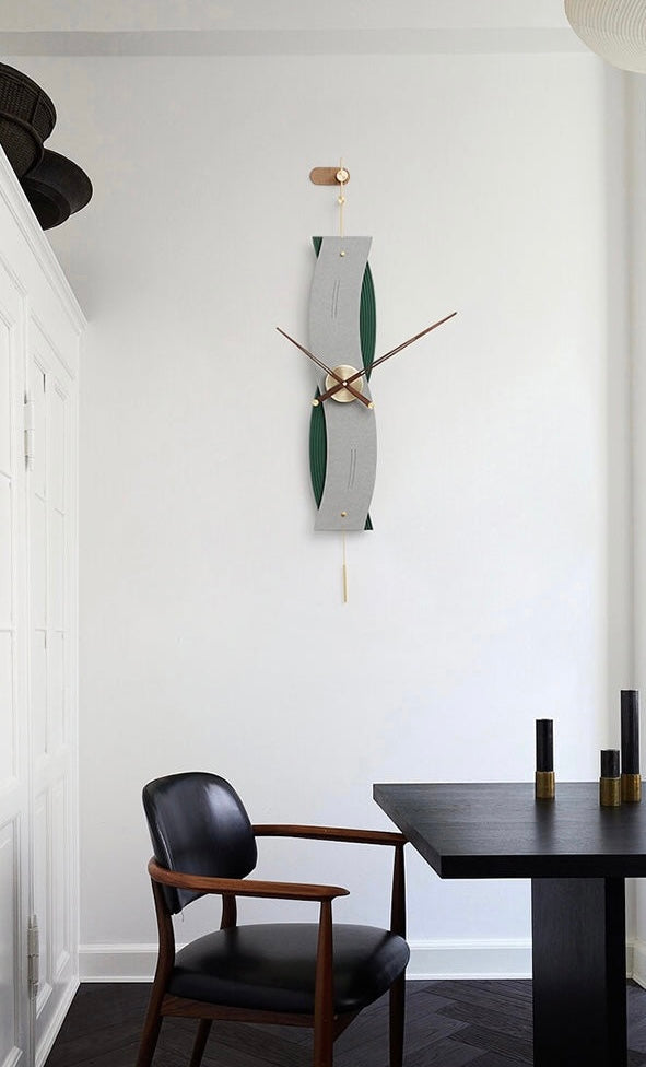 EM Collection - ‘Nelson Grey’ Art Deco Wall Clock with Pendulum 120cm Length