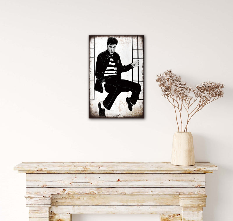 Elvis Presley - Retro Metal Art Decor - Wall Mount or Free Standing on Console Table -  Two Sizes - 8'' X 12" & 12" X 16" - No. 40173