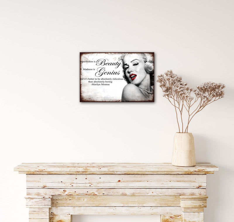 Marilyn Monroe - Retro Metal Art Decor - Wall Mount or Free Standing on Console Table -  Two Sizes - 8'' X 12" & 12" X 16" - No. 40258
