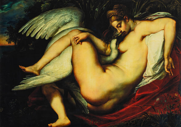Leda and the Swan - Painted by Michelangelo - Circa. 1530. High Quality Canvas Print. Ready to be Framed or Mounted. Available in 3 Sizes - Small - Medium or Large.