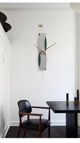 EM Collection - ‘Nelson Grey’ Art Deco Wall Clock with Pendulum 120cm Length