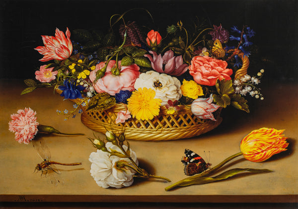 Flower Still Life - Painted by Ambrosius Bosschaert - Circa. 1590. High Quality Canvas Print. Ready to be Framed or Mounted. Available in 3 Sizes - Small - Medium or Large.