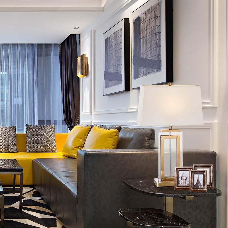 ‘Saarinen’ Solid Glass & Gold Brass Table Lamp