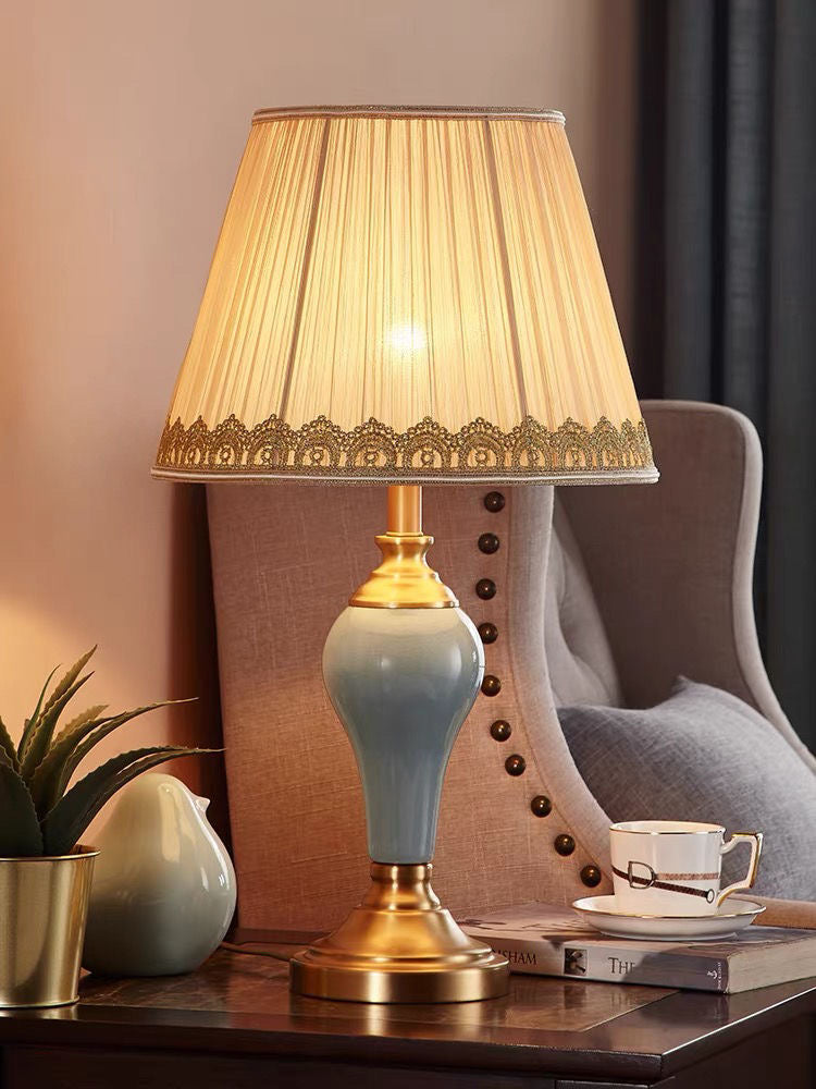 ‘Givenchy Ensemble’ Sky Blue & Gold Porcelain Floor and Table Lamp