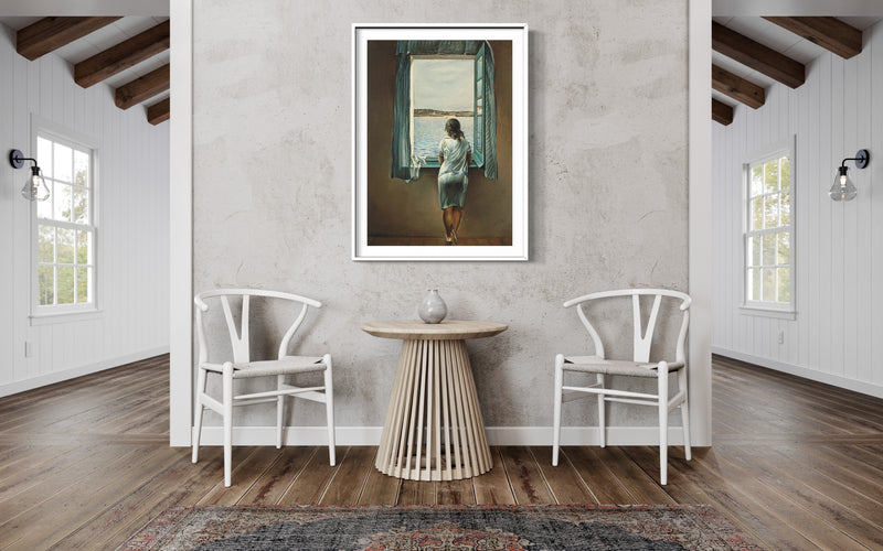 Young Woman at the Window - Painted by Salvador Dali - Circa. 1925. High Quality Canvas Print. Ready to be Framed or Mounted. Available in 3 Sizes - Small - Medium or Large.