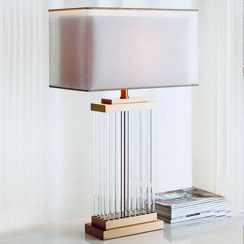 ‘Kjaerholm’ Gold Brass & Glass Table Lamp