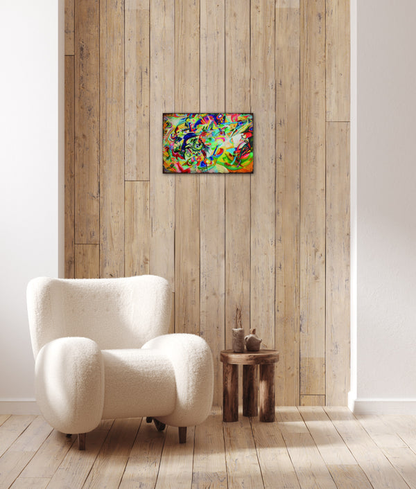 Line Colour by Kandinsky - Retro Metal Art Decor - Wall Mount or Free Standing on Console Table -  Size is 8'' X 12"