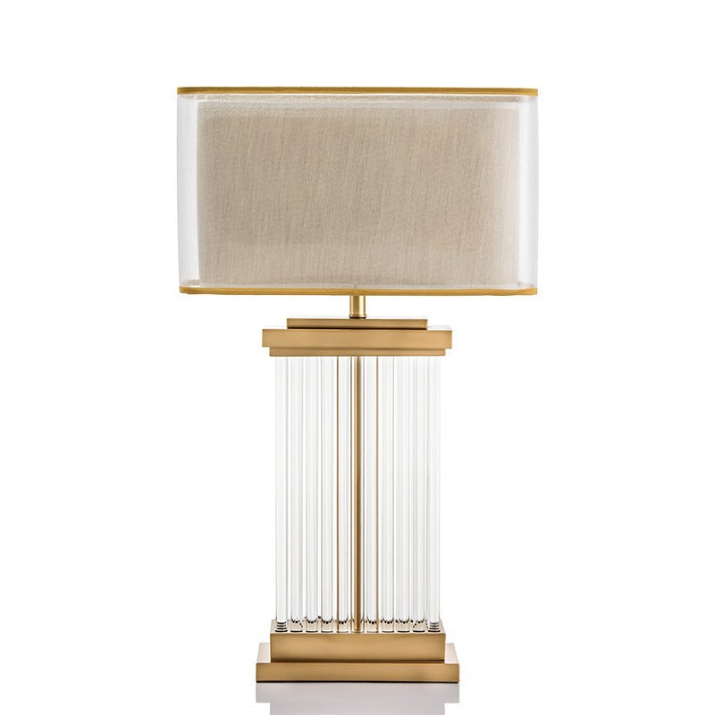 ‘Kjaerholm’ Gold Brass & Glass Table Lamp