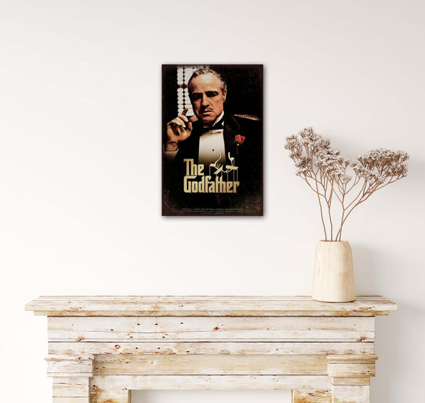 The Godfather - Retro Metal Art Decor - Wall Mount or Free Standing on Console Table -  Two Sizes - 8'' X 12" & 12" X 16" - No. 40482