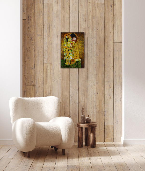 Kiss by Klimt - Retro Metal Art Decor - Wall Mount or Free Standing on Console Table -  Size is 8'' X 12"