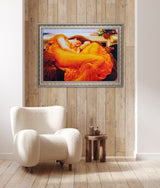 Flaming June - Painted by Frederic Leighton - Circa. 1895. Premium Gold & Silver Patinated Frame. Ready to Hang! Stunning Designer Statement! Available in 3 Sizes - Small - Medium & Large.