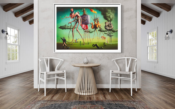 The American Dream - Painted by Salvador Dali - Circa. 1931. High Quality Canvas Print. Ready to be Framed or Mounted. Available in 3 Sizes - Small - Medium or Large.k