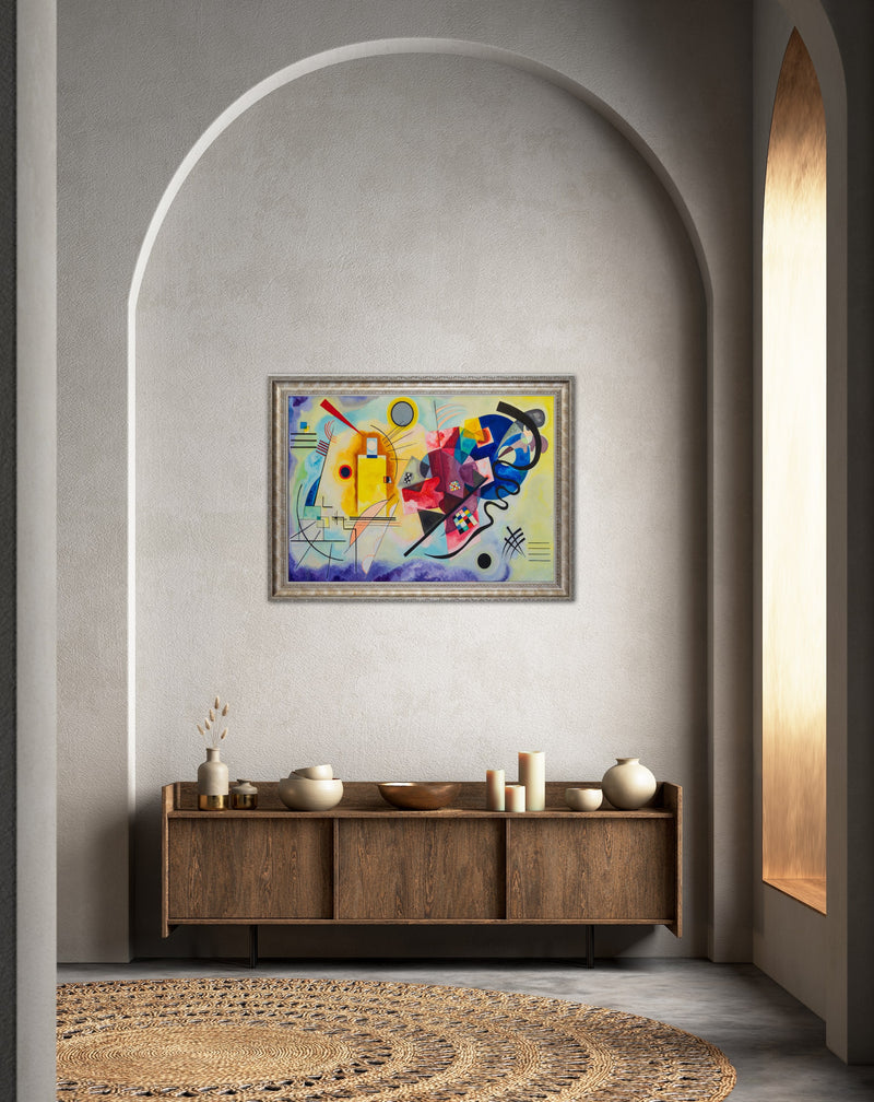 ‘Red, Blue’ - Painted by Wassily Kandinsky- Circa. 1925. Premium Gold & Silver Patinated Frame. Ready to Hang! Stunning Designer Statement! Available in 3 Sizes - Small - Medium & Large.