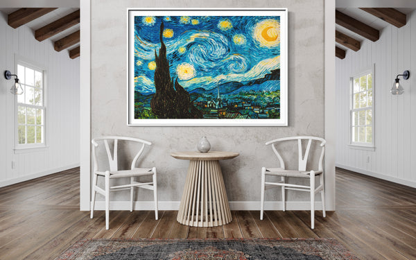 Swirling Starry Night - Painted by Vincent Van-Gogh - Circa. 1888. High Quality Canvas Print. Ready to be Framed or Mounted. Available in 3 Sizes - Small - Medium or Large.