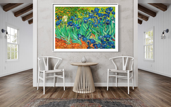Irises - Painted by Vincent Van Gogh - Circa. 1890. High Quality Canvas Print. Ready to be Framed or Mounted. Available in 3 Sizes - Small - Medium or Large.