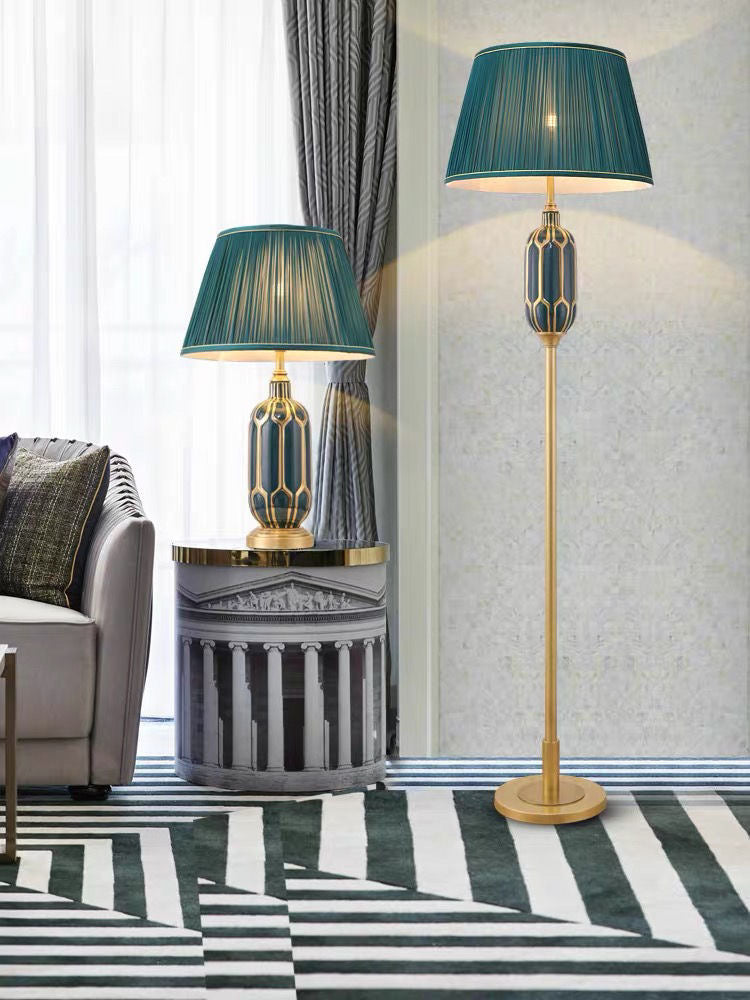 ‘Armani’ Green & Gold Traditional Ceramic Floor Lamp