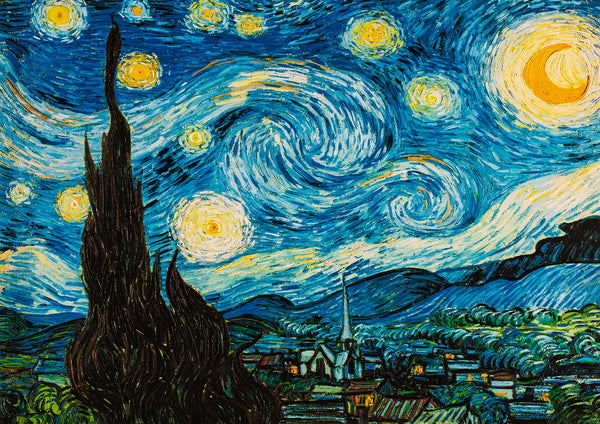 Swirling Starry Night - Painted by Vincent Van-Gogh - Circa. 1888. High Quality Canvas Print. Ready to be Framed or Mounted. Available in 3 Sizes - Small - Medium or Large.