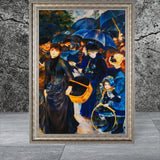 The Umbrellas - Painted by Pierre-Auguste Renoir  - Circa. 1880. Premium Gold & Silver Patinated Frame. Ready to Hang! Stunning Designer Statement! Available in 3 Sizes - Small - Medium & Large.