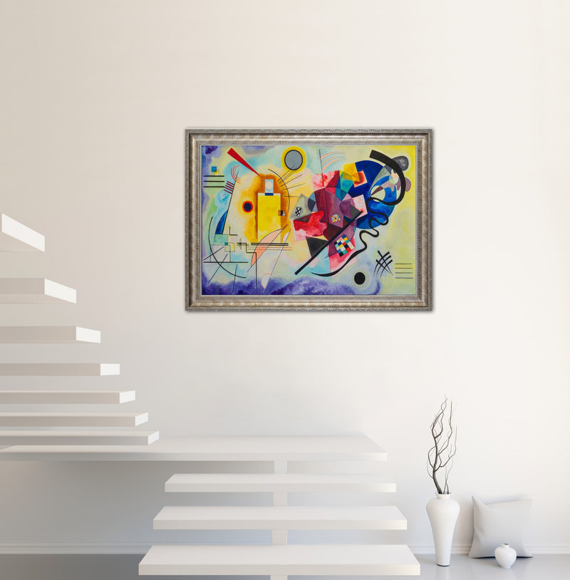 ‘Red, Blue’ - Painted by Wassily Kandinsky- Circa. 1925. Premium Gold & Silver Patinated Frame. Ready to Hang! Stunning Designer Statement! Available in 3 Sizes - Small - Medium & Large.