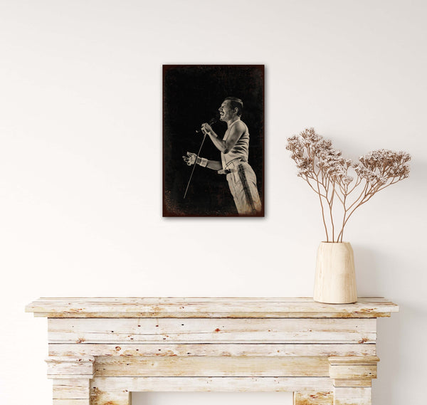 Freddie Mercury - Retro Metal Art Decor - Wall Mount or Free Standing on Console Table -  Two Sizes - 8'' X 12" & 12" X 16" - No. 40416
