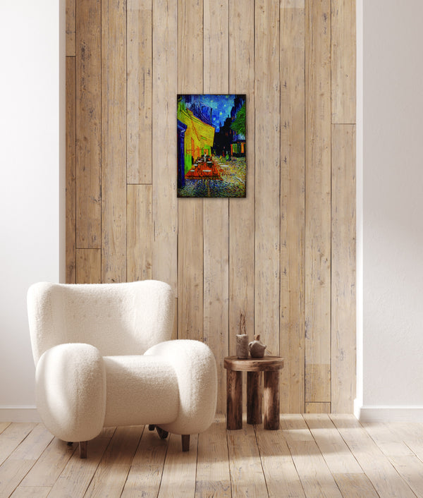 Cafe Terrace by Van Gogh - Retro Metal Art Decor - Wall Mount or Free Standing on Console Table -  Size is 8'' X 12"