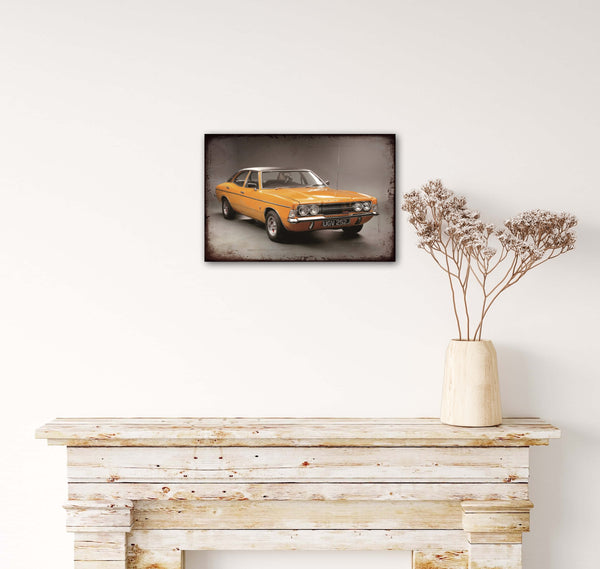 Brown Chevvy - Retro Metal Art Decor - Wall Mount or Free Standing on Console Table -  Two Sizes - 8'' X 12" & 12" X 16" - No. 50303