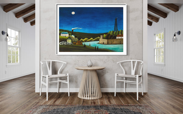 The Seine at Sureness - Painted by Henri Rousseau- Circa. 1925. High Quality Canvas Print. Ready to be Framed or Mounted. Available in 3 Sizes - Small - Medium or Large.