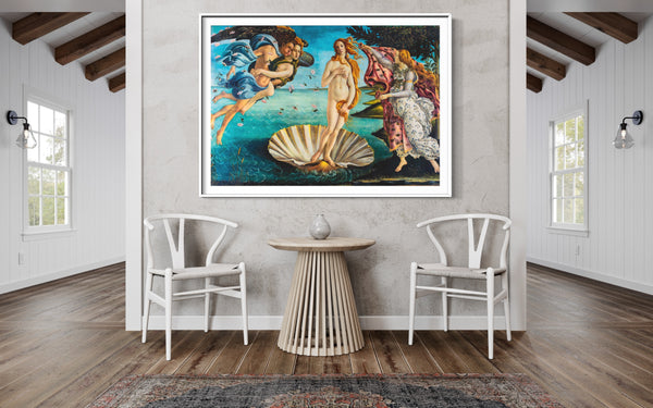 Birth of Venus - Painted by Sandro Botticelli - Circa. 1486. High Quality Canvas Print. Ready to be Framed or Mounted. Available in 3 Sizes - Small - Medium or Large.