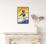 Australia Sun & Surf - Retro Metal Art Decor - Wall Mount or Free Standing on Console Table -  Two Sizes - 8'' X 12" & 12" X 16" - No. 40808