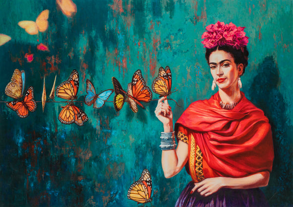 Butterfly - Painted by Frida Kahlo- Circa. 1890. High Quality Canvas Print. Ready to be Framed or Mounted. Available in 3 Sizes - Small - Medium or Large.