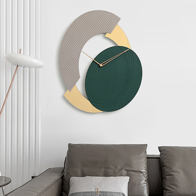 EM Collection - 'Alexandra Green’ Contemporary Wall Clock & Gold Mirror 60cm Length