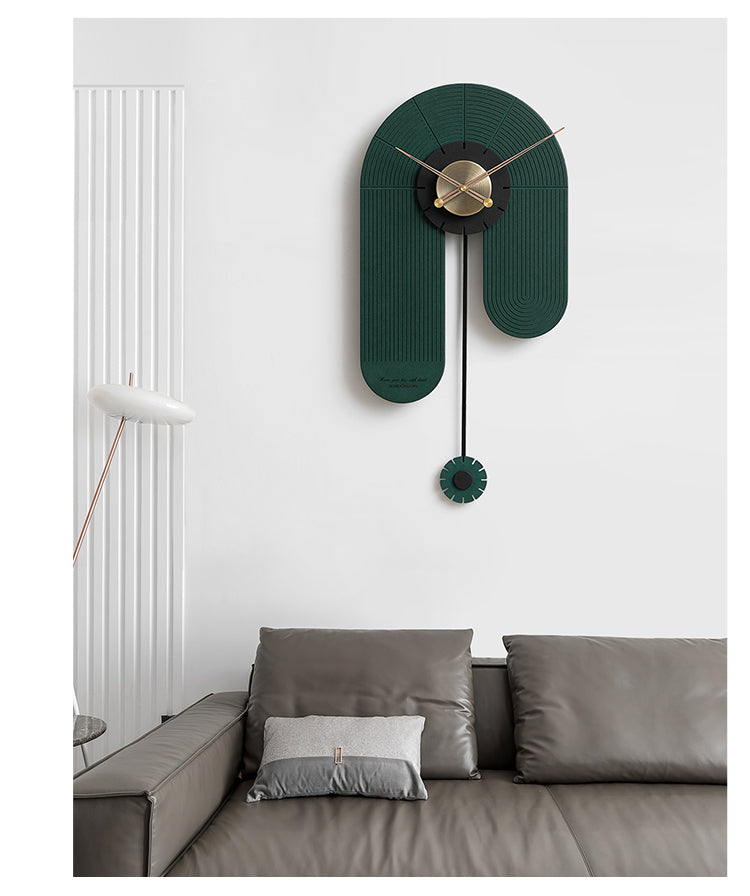 EM Collection - ‘Risom Green’ Classical Wall Clock with Pendulum 76cm Length